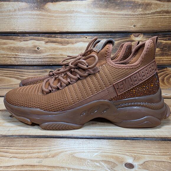 Steve Madden Maxima Sneakers Women’s Size 10 – Brown Rhinestone Chunky Knit - Picture 4 of 11